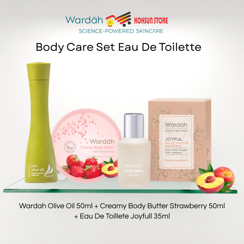 Wardah Paket Body Care Set isi Scentsation Eau De Toilette 35 ml + Creamy Body Butter 50 ml + Olive 