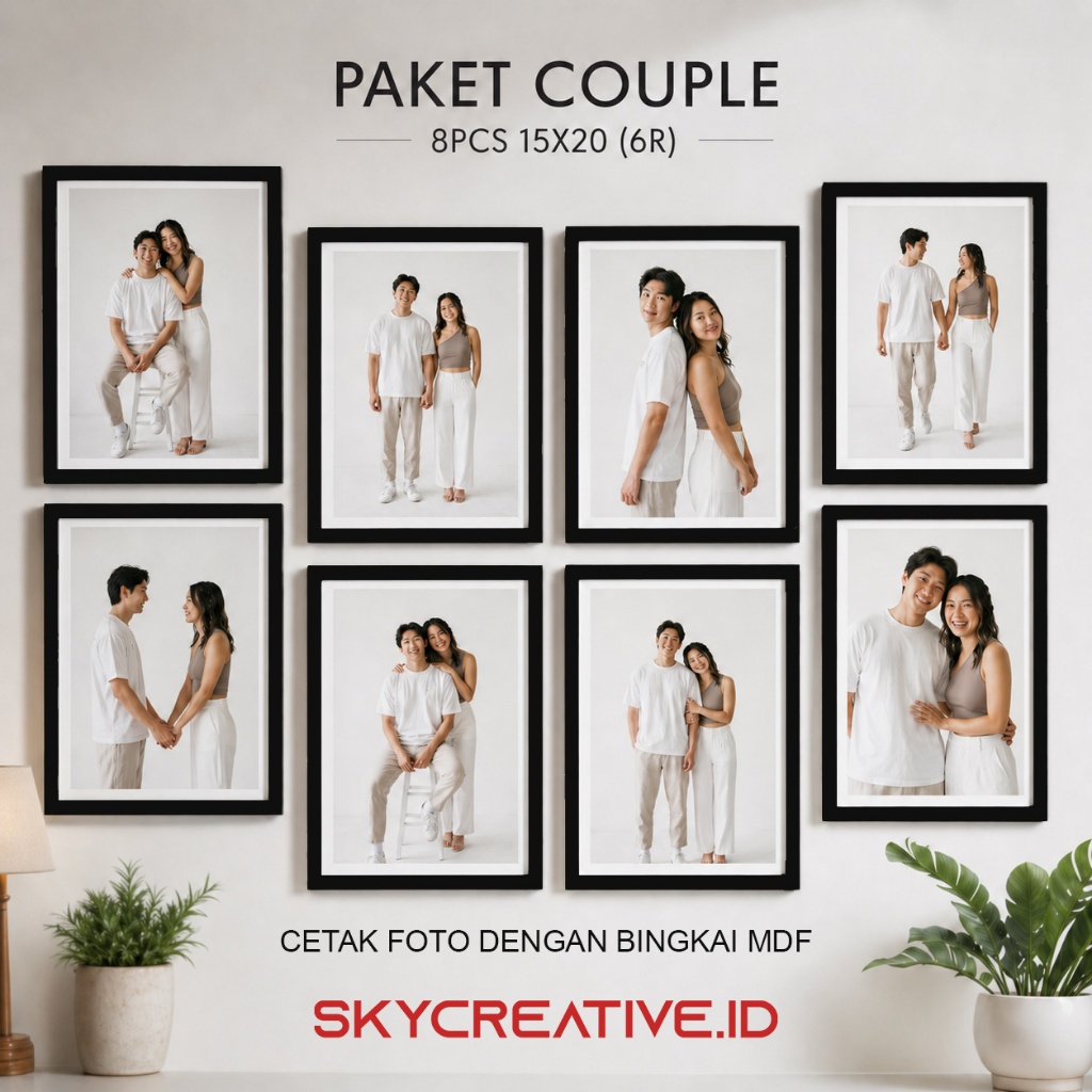 [ PAKET 8PCS] Cetak Foto 6R 15X20 CM Bingkai MDF Ukuran 15x20 cm DAPAT 8PCS Rectangle dinding