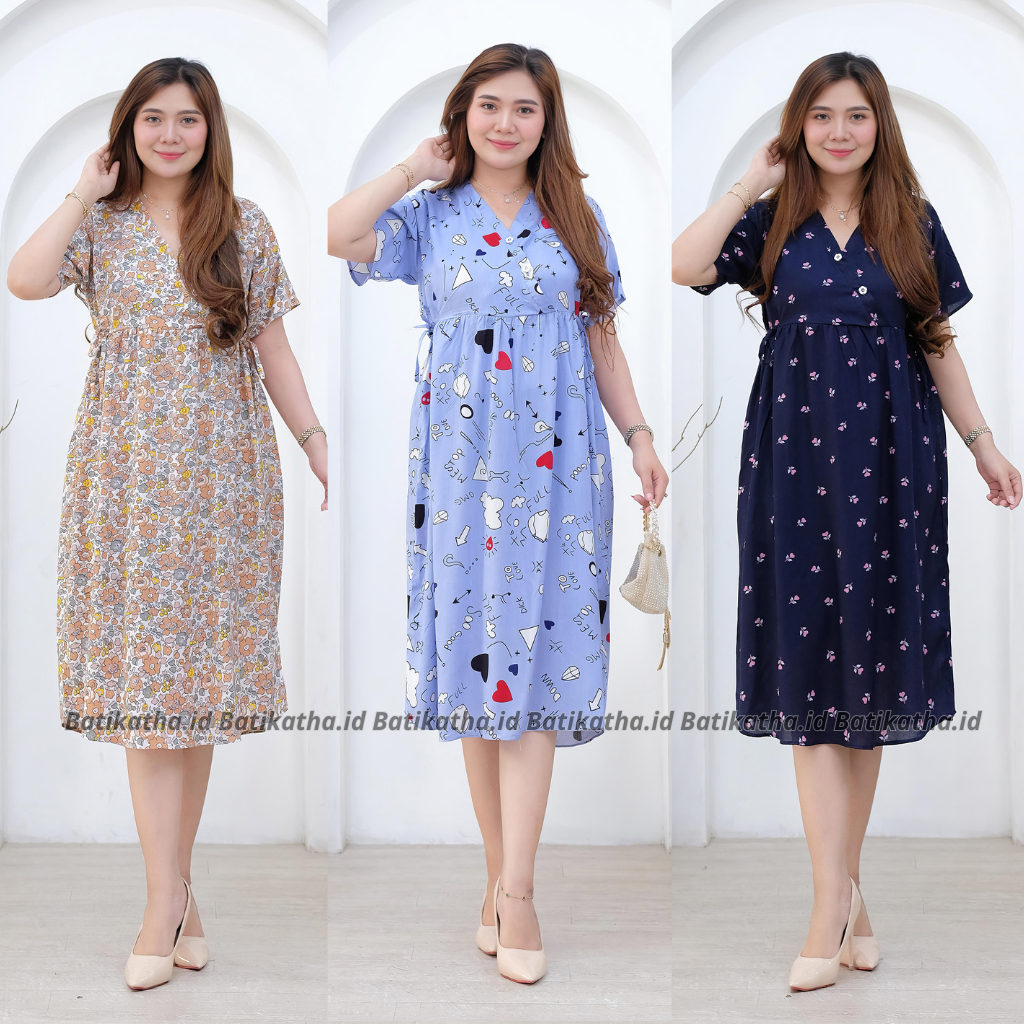 Daster Kimono Pendek Kancing Depan Busui Friendly Kain Rayon Viscose Ld 110 Panjang 110