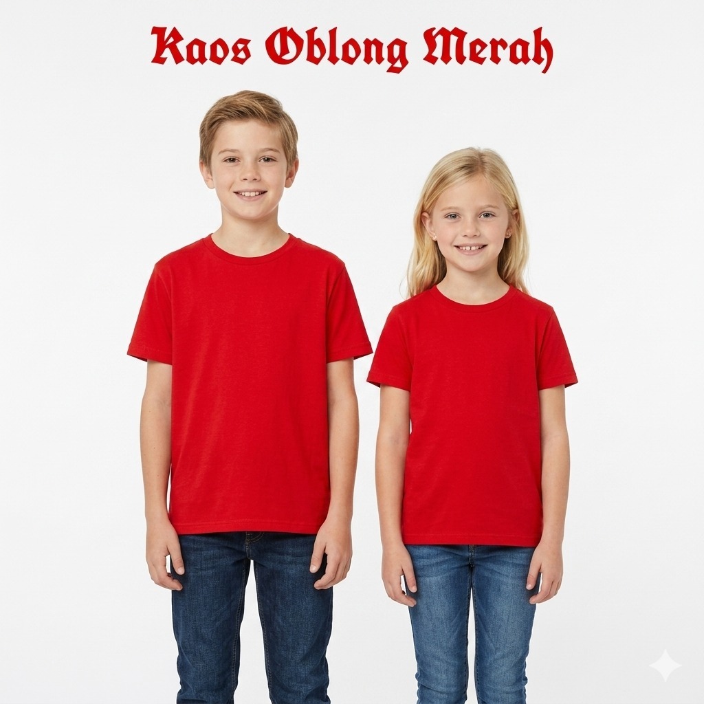 Kaos polos anak warna merah - oblong polos anak merah - KAOS POLOS ANAK - KAOS ANAK - KAOS SERAGAM A