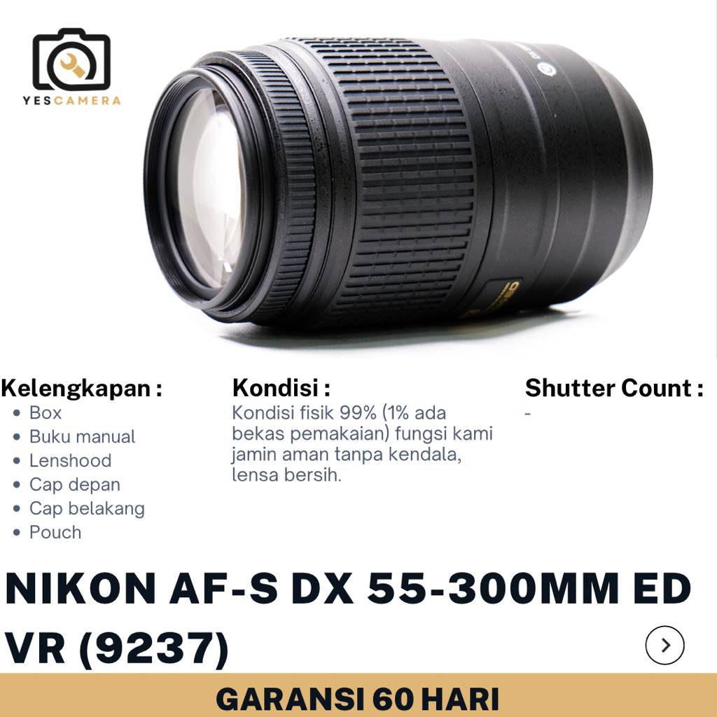 Nikon AF-S DX 55-300mm F/4.5-5.6 G ED VR (Bekas) - Auto Focus - Fullset Box (9237)