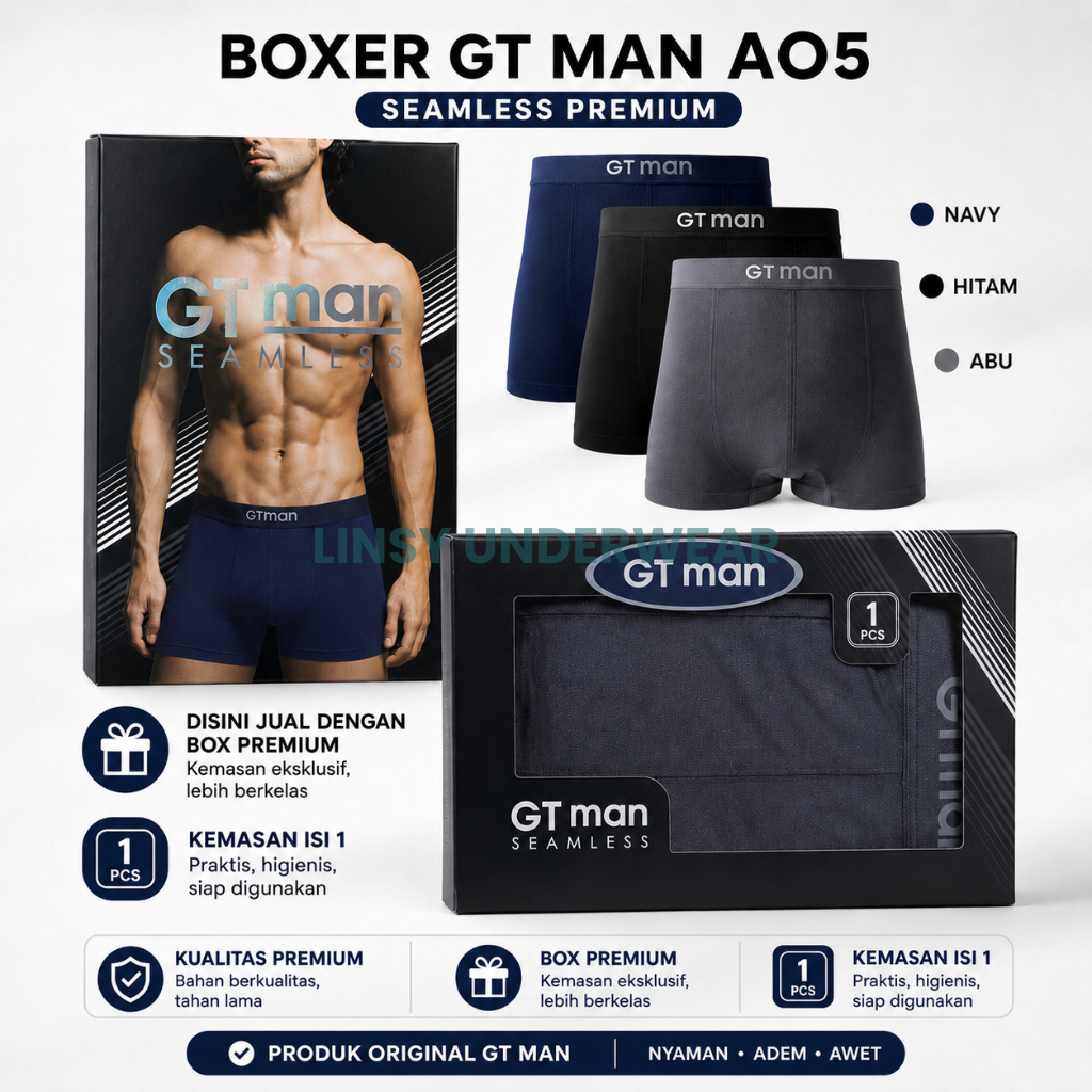 Celana Dalam Boxer Gt Man AO5 Bokser Pria Dewasa Gt Men M L XL XXL Cd Cowok Seamless Nilon