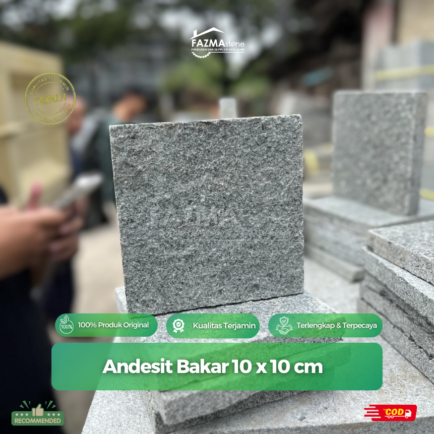 Batu Alam Andesit Bakar 10x10 | Dekorasi Rumah | Fasad Rumah