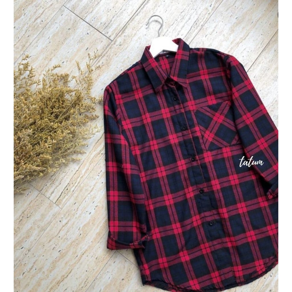 TATUM Flanel Joly Kemeja Unisex Wanita Preloved