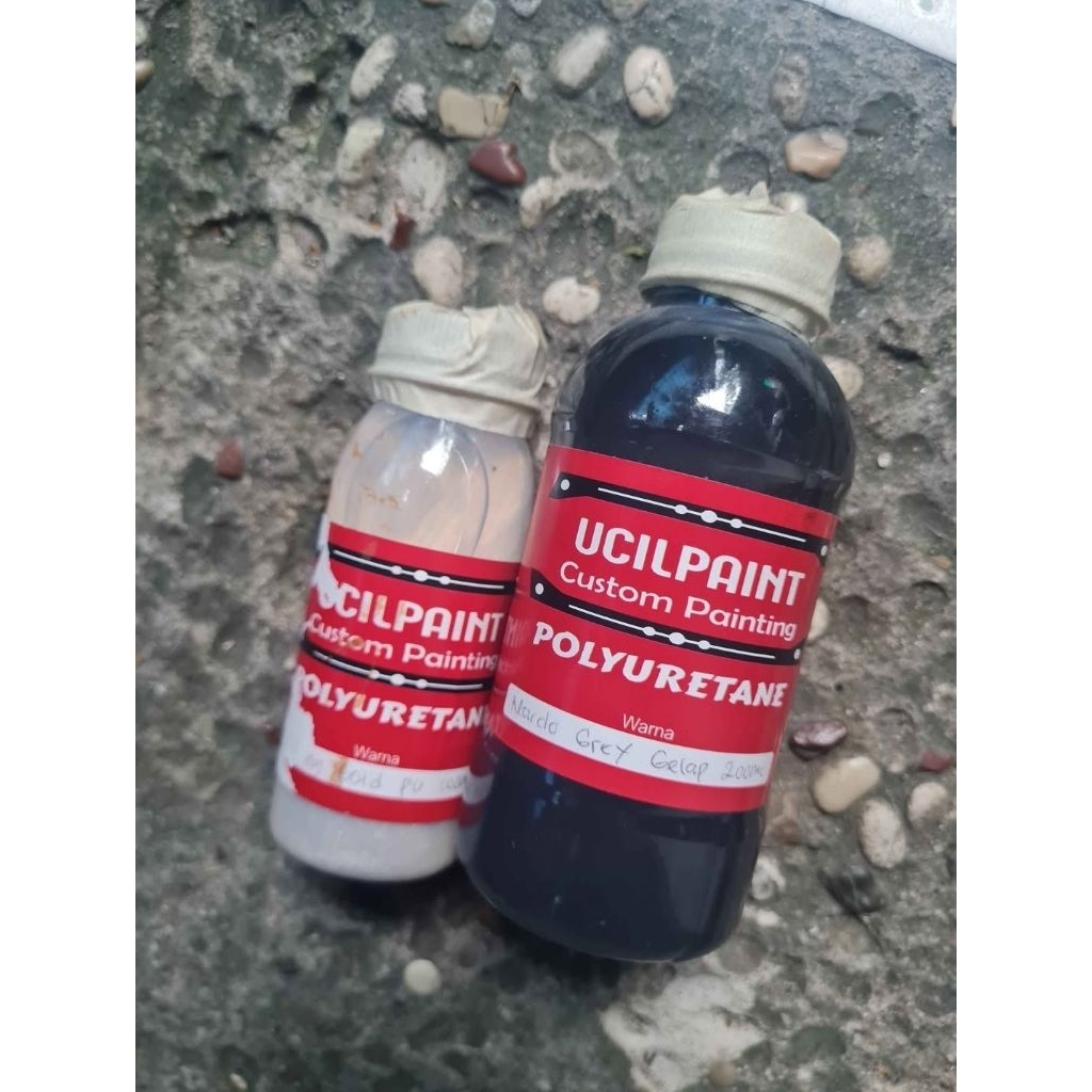 cat PU grey gelap plus lembayung
