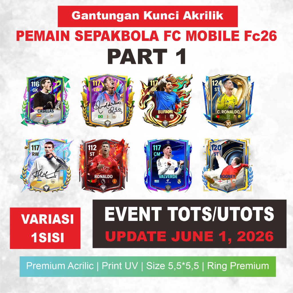 Gantungan Kunci Akrilik game sepakbola Best Player FC MOBILE FC26 DESAIN terbaru