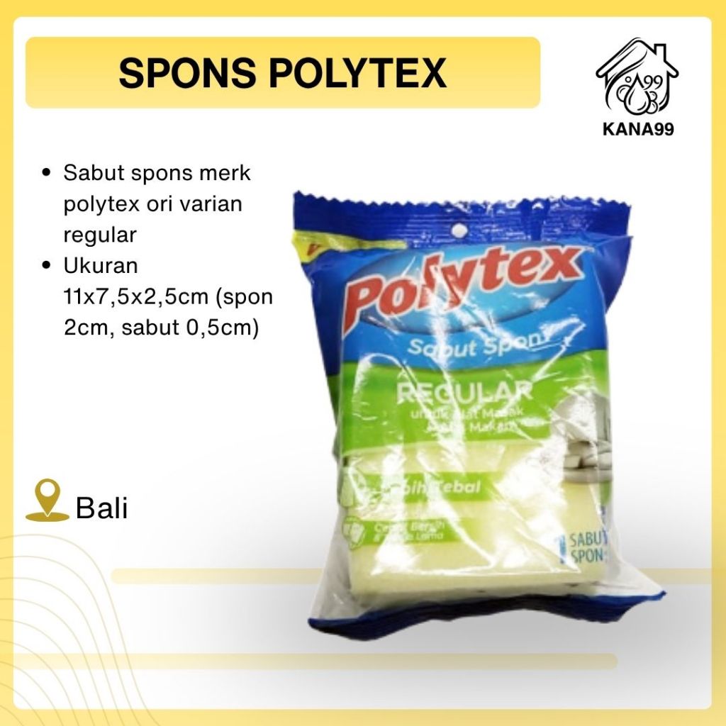 Spons Polytex Reguler – Spons Cuci Piring Busa + Sabut Premium Kana99