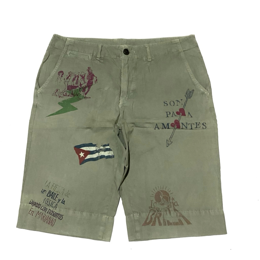 291295 Homme Shorts Hijau Size 3 W45 L56 Lingkar Pinggang 90 cm Panjang 56 cm