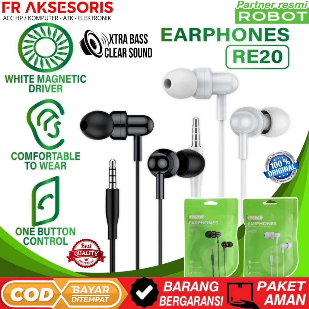 Headset Robot RE20 Wired Headset Wired Earphone Bass Stereo Headset Original Robot