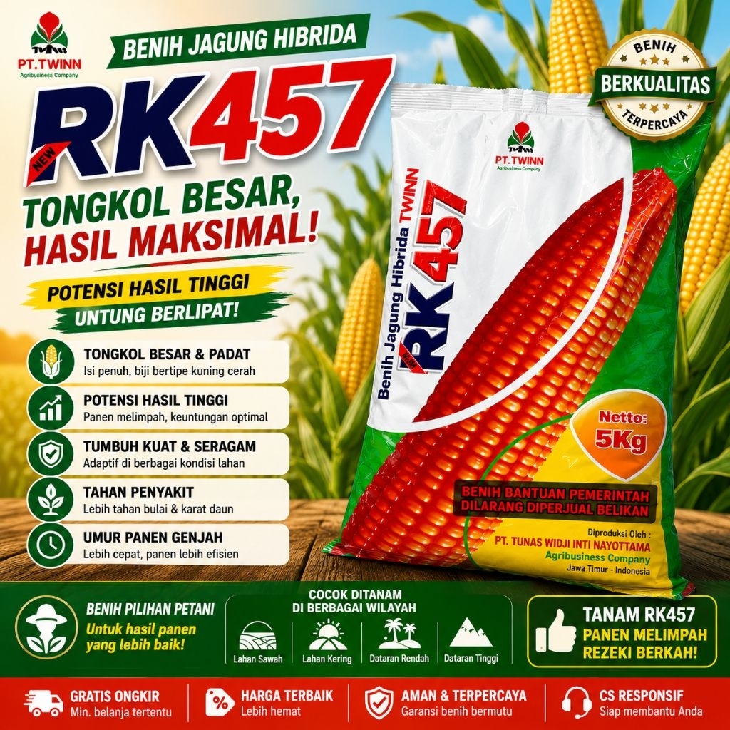 benih jagung hibrida rk 457 kemasan 5kg