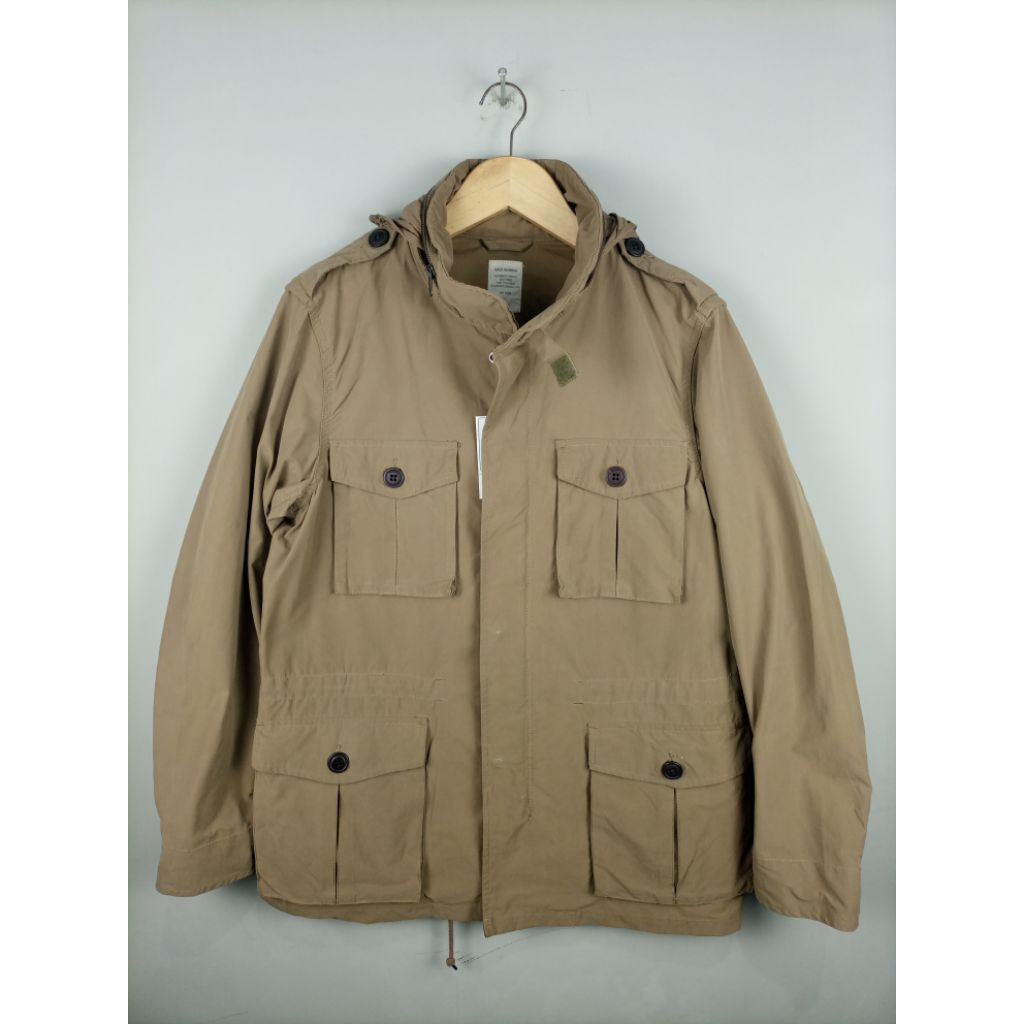Jaket Back Number Original Parka M65 Hidden Hodie_Coklat_Like New_Size M fit L