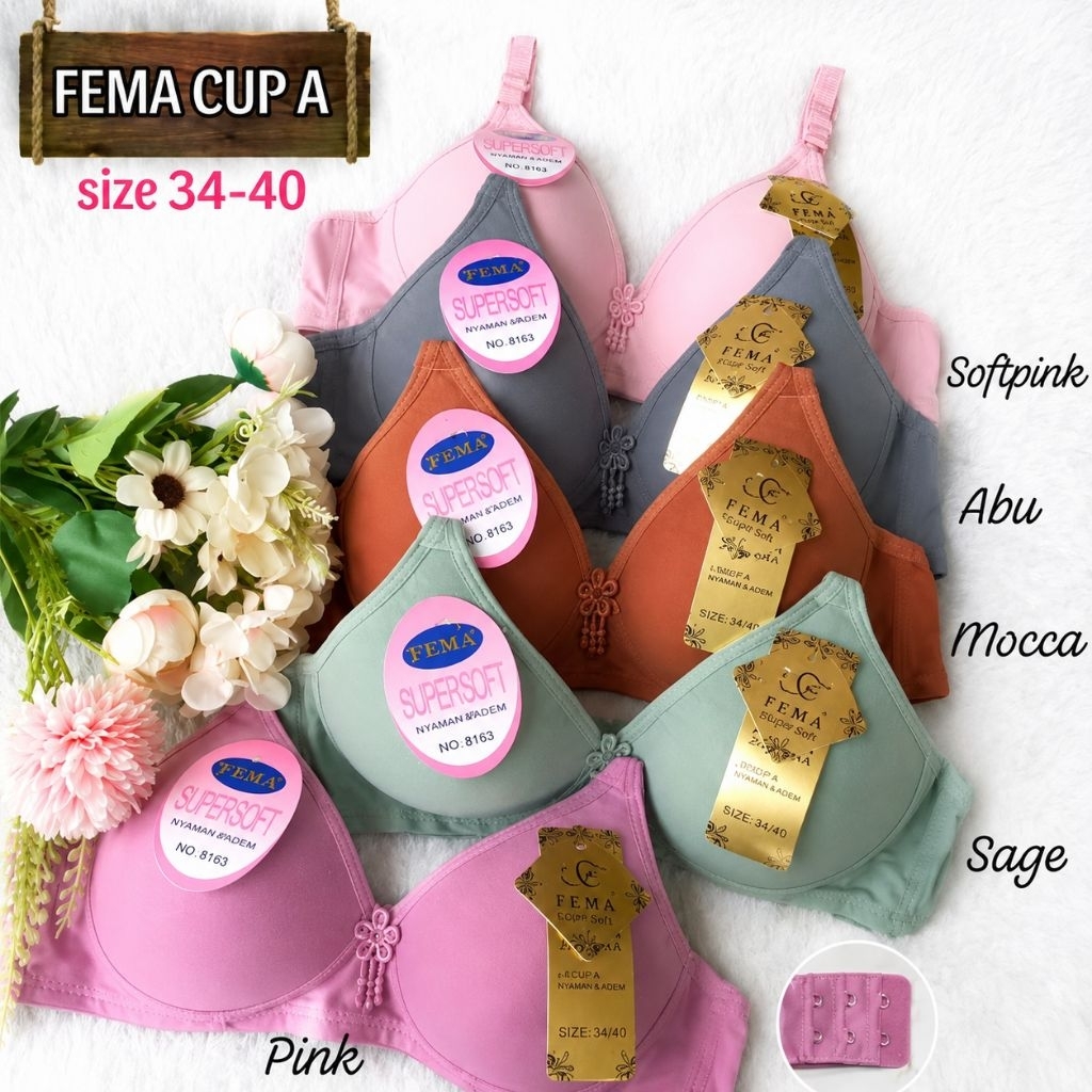 Beha Wanita/Bha Wanita Busa Tipis/ beha Fema 8163