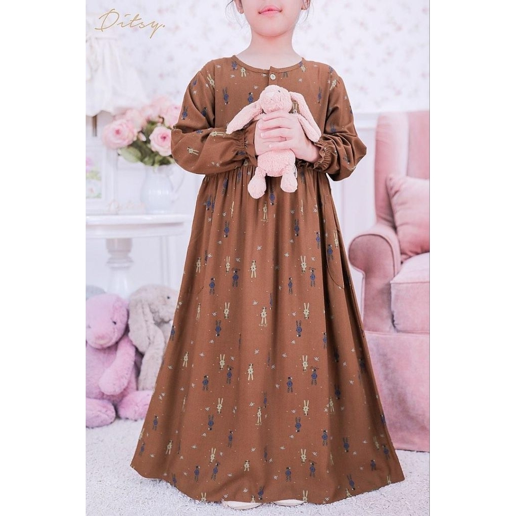 Gamis Anak Ditsy Little Lapin Brown size 4