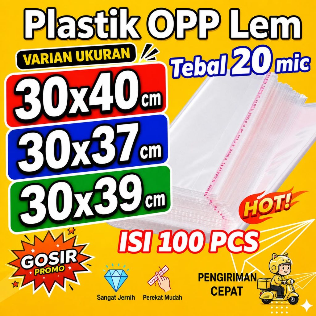 Plastik OPP 30x40 30x37 30x39 cm 20mic Bening Tebal dengan Lem - Plastik Baju Pakaian Laundry & Olsh