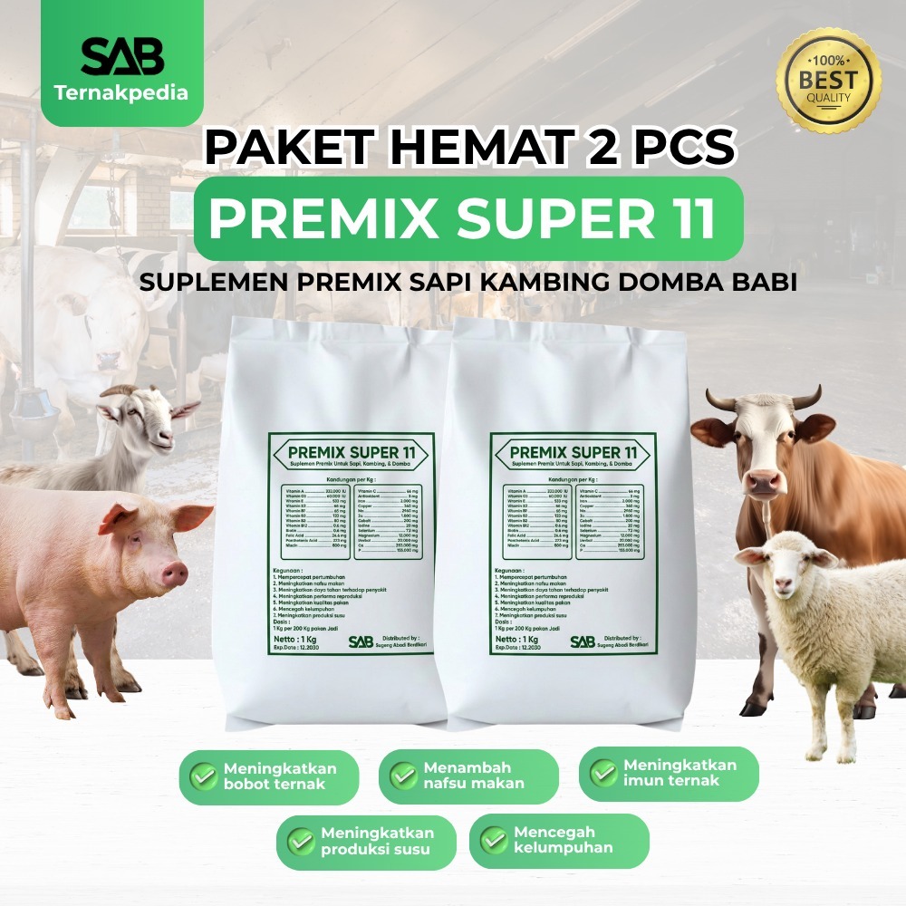 PREMIX SUPER11 - 1kg - Premix Kambing - Premix Domba - Suplemen Sapi - Suplemen Kambing