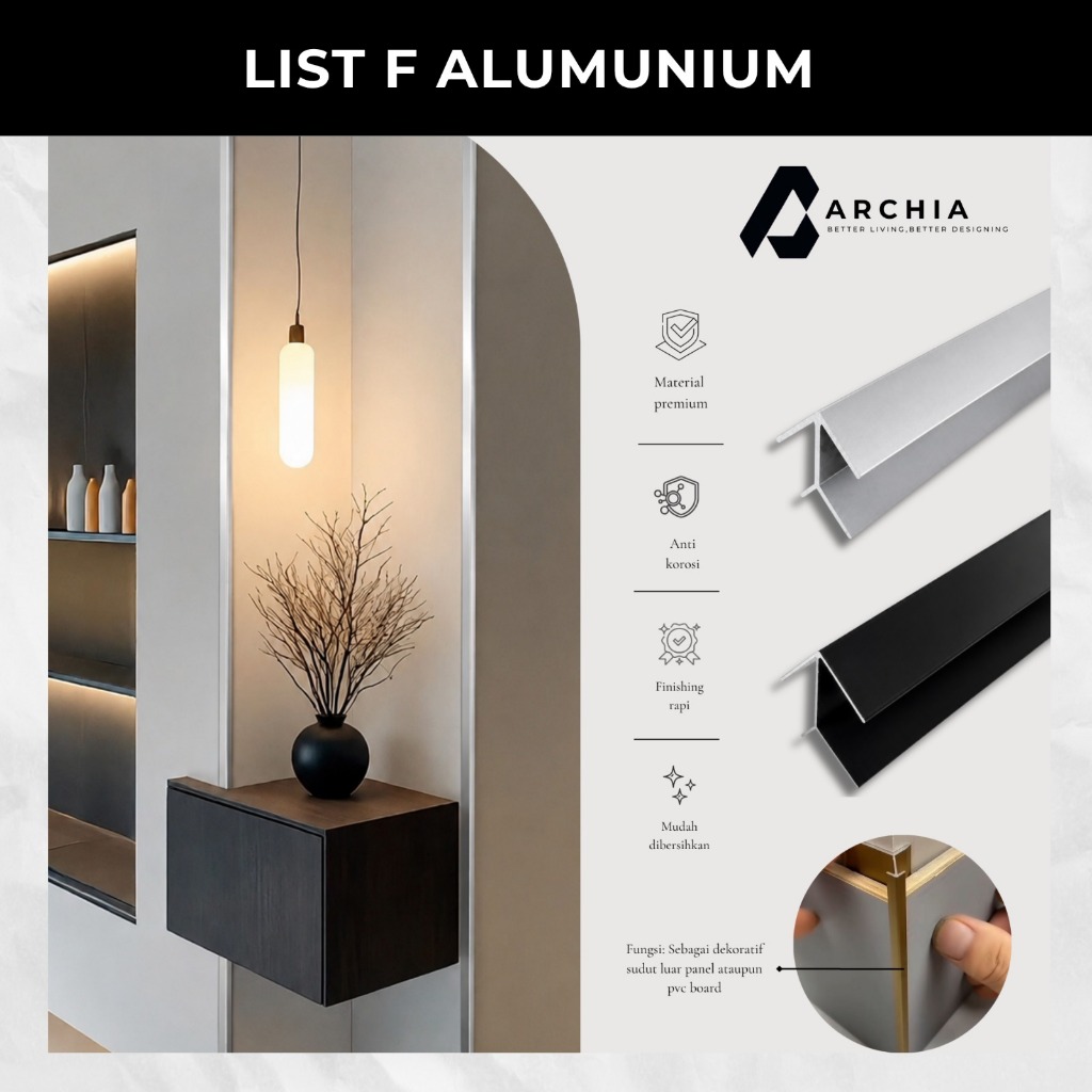 LIST PANEL ALUMINIUM | LIST F WALLBOARD | List Aluminium Penutup Sambungan