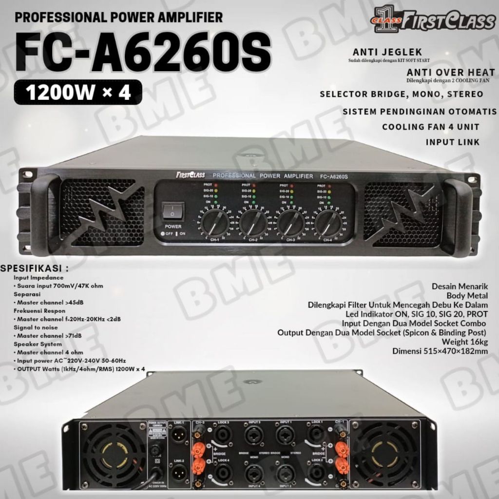 AMPLIFIER AMPLI FIRSTCLASS FCA 6260 S FCA6260S FC-A6260S 4X1200w