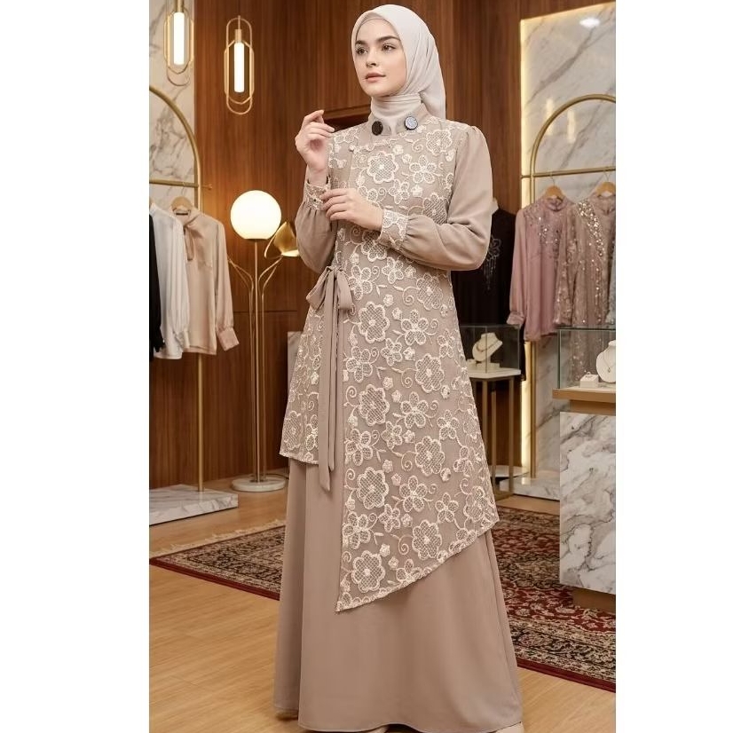 Carissa Dress Burkat Orlando Mix Tunica Gamis Mewah luxury Terbaru