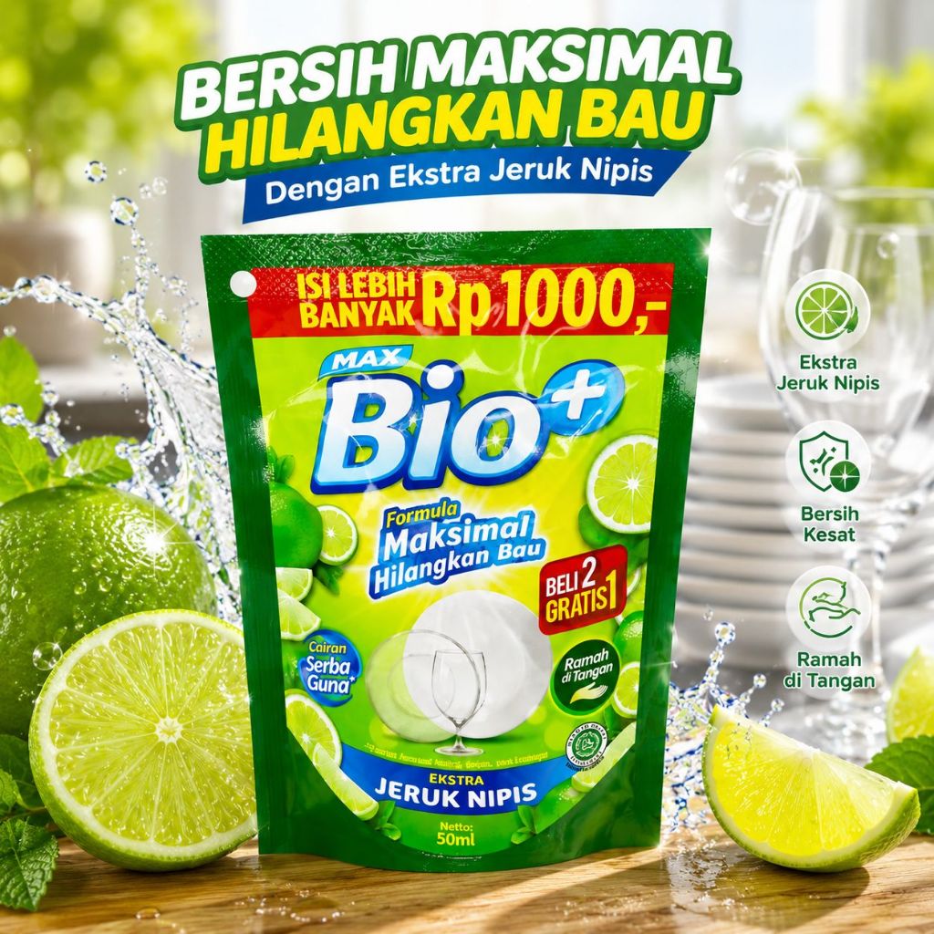 Max Bio+ Sabun Cuci Piring / Sabun Cuci Piring BIO+ 50 ml / Bio plus sabun cuci piring 50 ml
