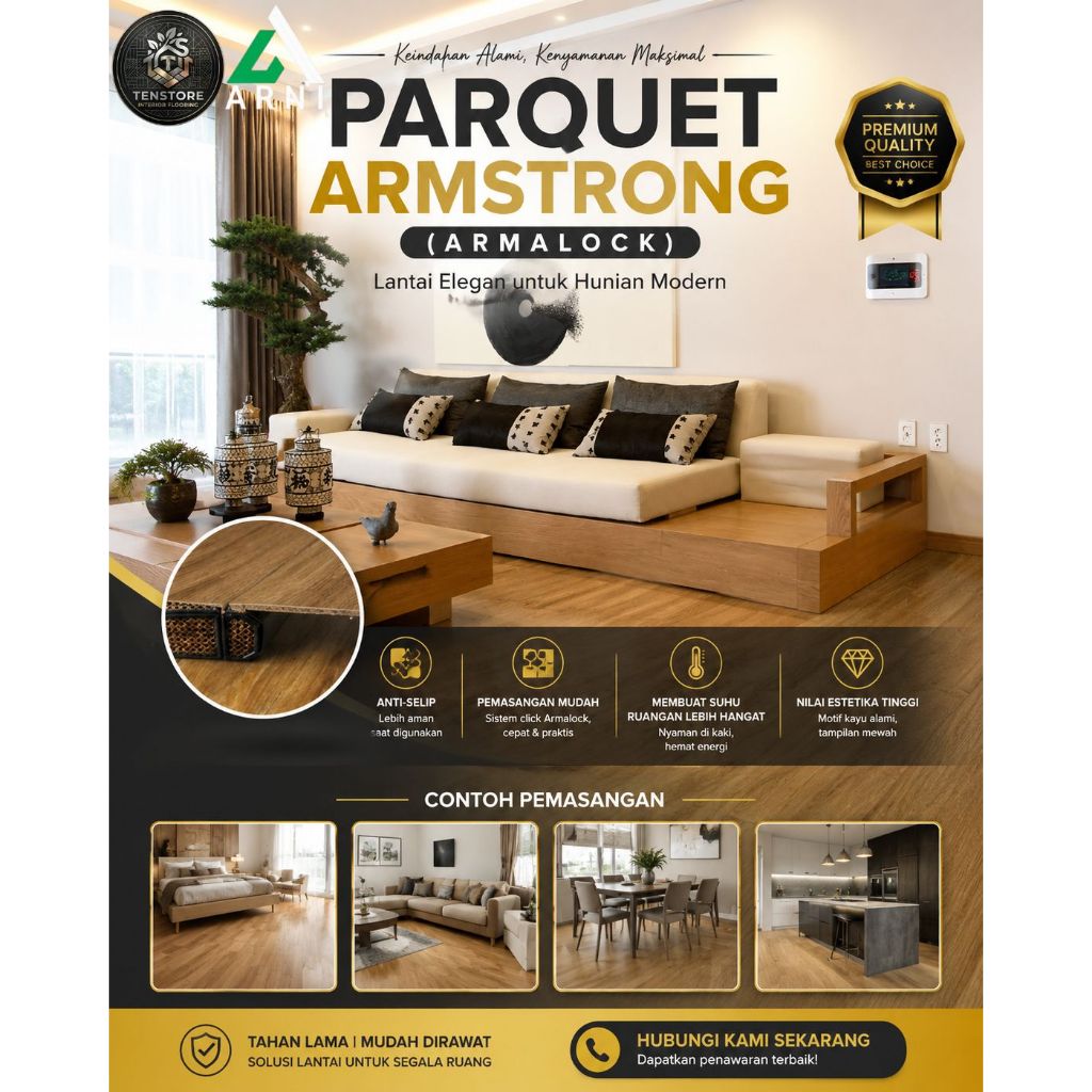 Parquet lantai kayu asli