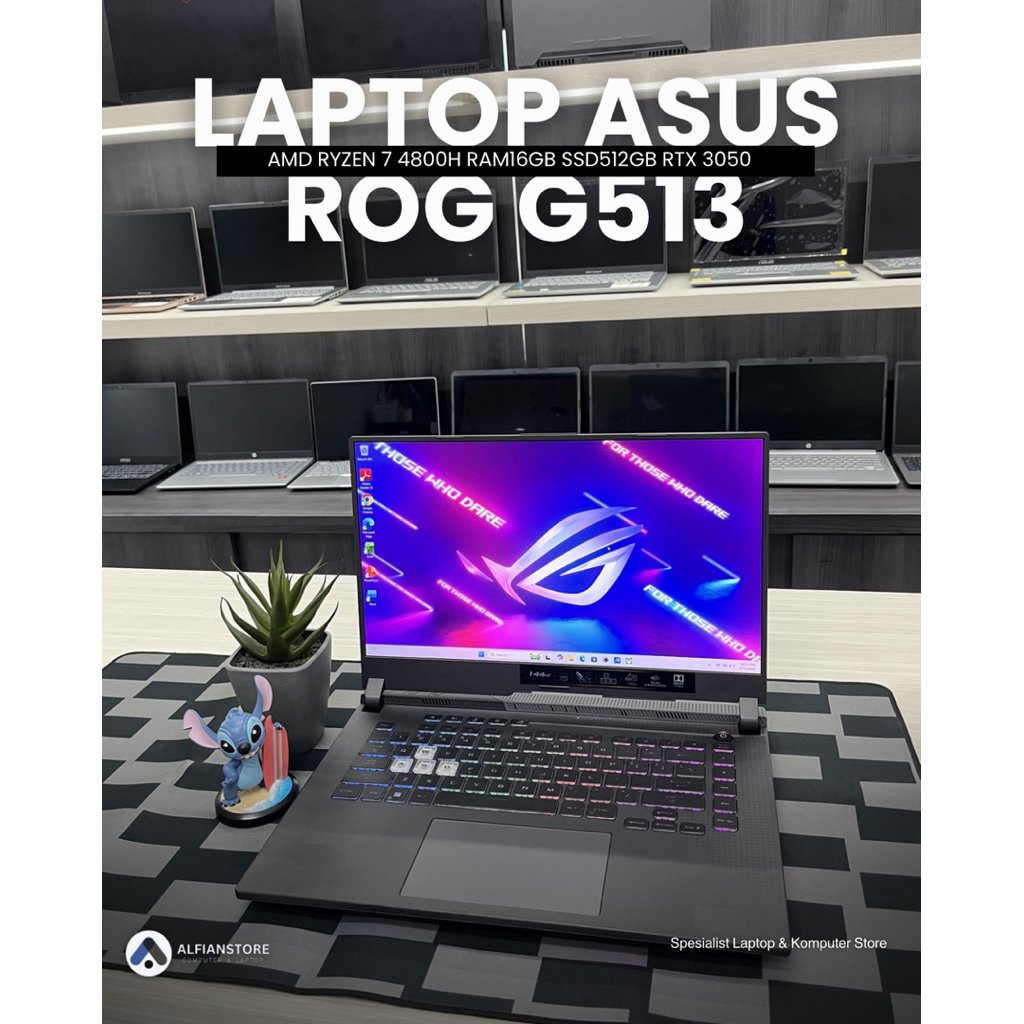 LAPTOP ASUS ROG G513 AMD RYZEN 7 4800H RAM16GB SSD512GB RTX 3050