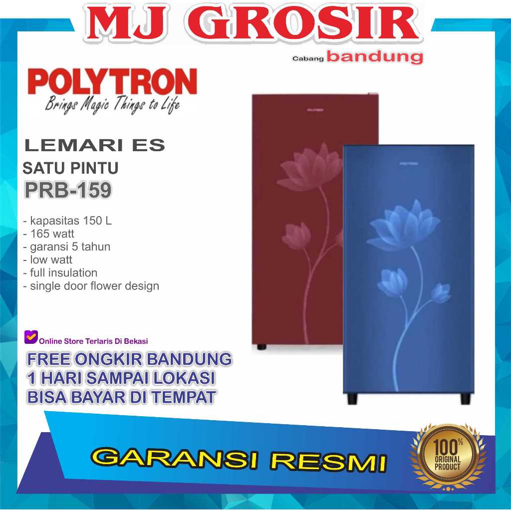 KULKAS POLYTRON PRB 159 LEMARI ES 1 PINTU PRB159 PRB 159