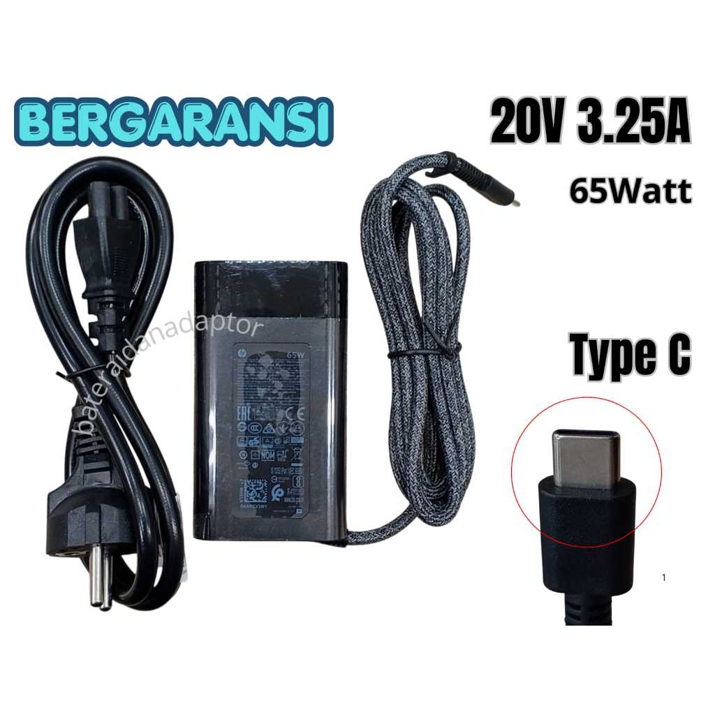 HP AC ADAPTOR Elite X2 1012 G1 G2 TPN-CA06 TPN-CA10 TPN-LA12 / 20V 3.25A 65W USB TYPE C OVAL NEW