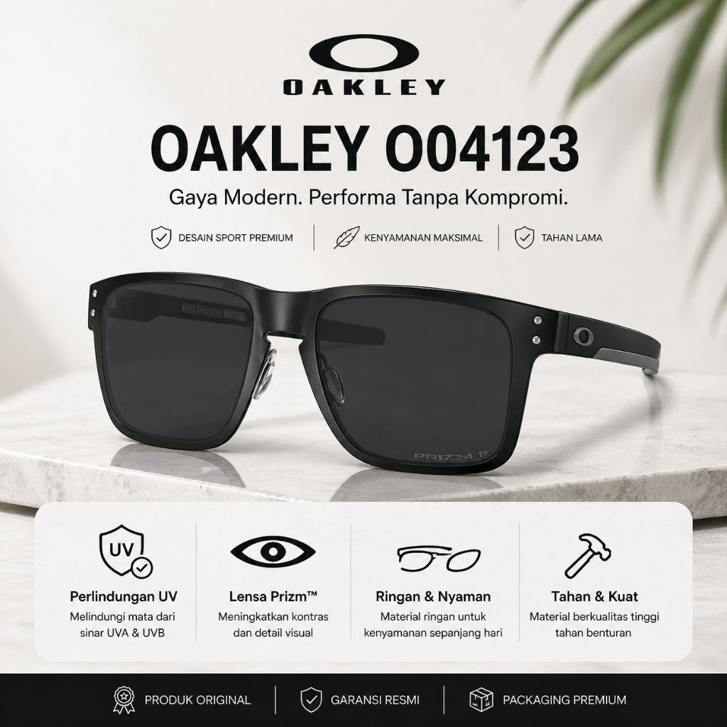100% Original Kacamata Oakley Original Sunglasses Holbrook METAL OO4123 /Global / Sun /Polished Blac