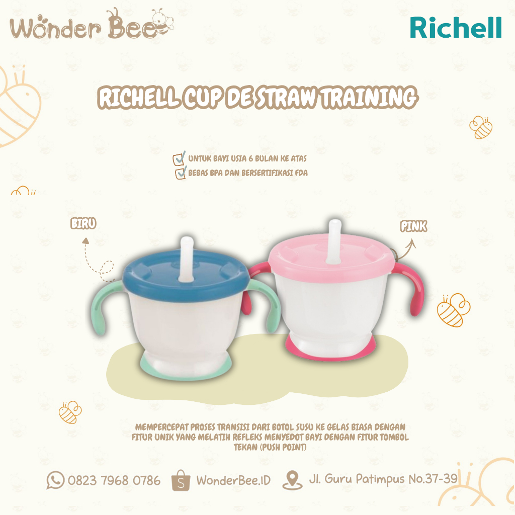 RICHELL - Cup de Straw Training Pink