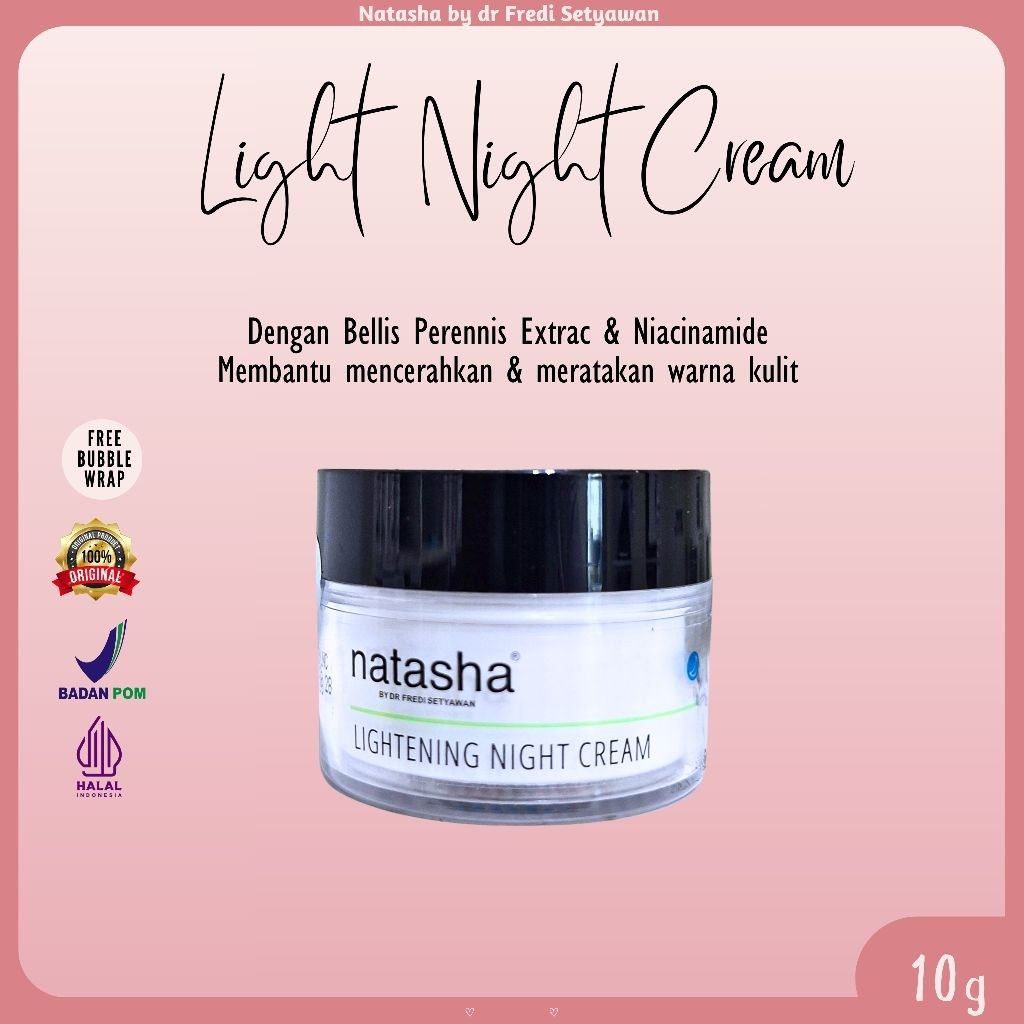 NATASHA Light Night Cream, Lightening Night Cream, Krim malam Natasha, Krim Malam Pencerahan