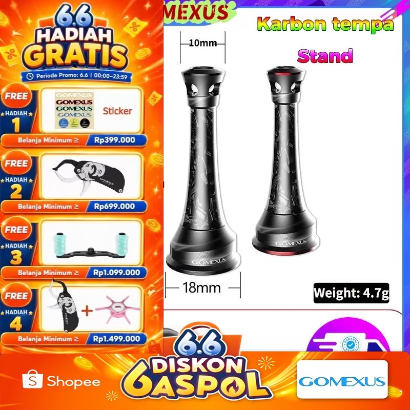 Gomexus Reel Stand Forged Carbon Pancing Aksesori Reel Kuat Ringan Tahan Korosi Serat Karbon Tempa