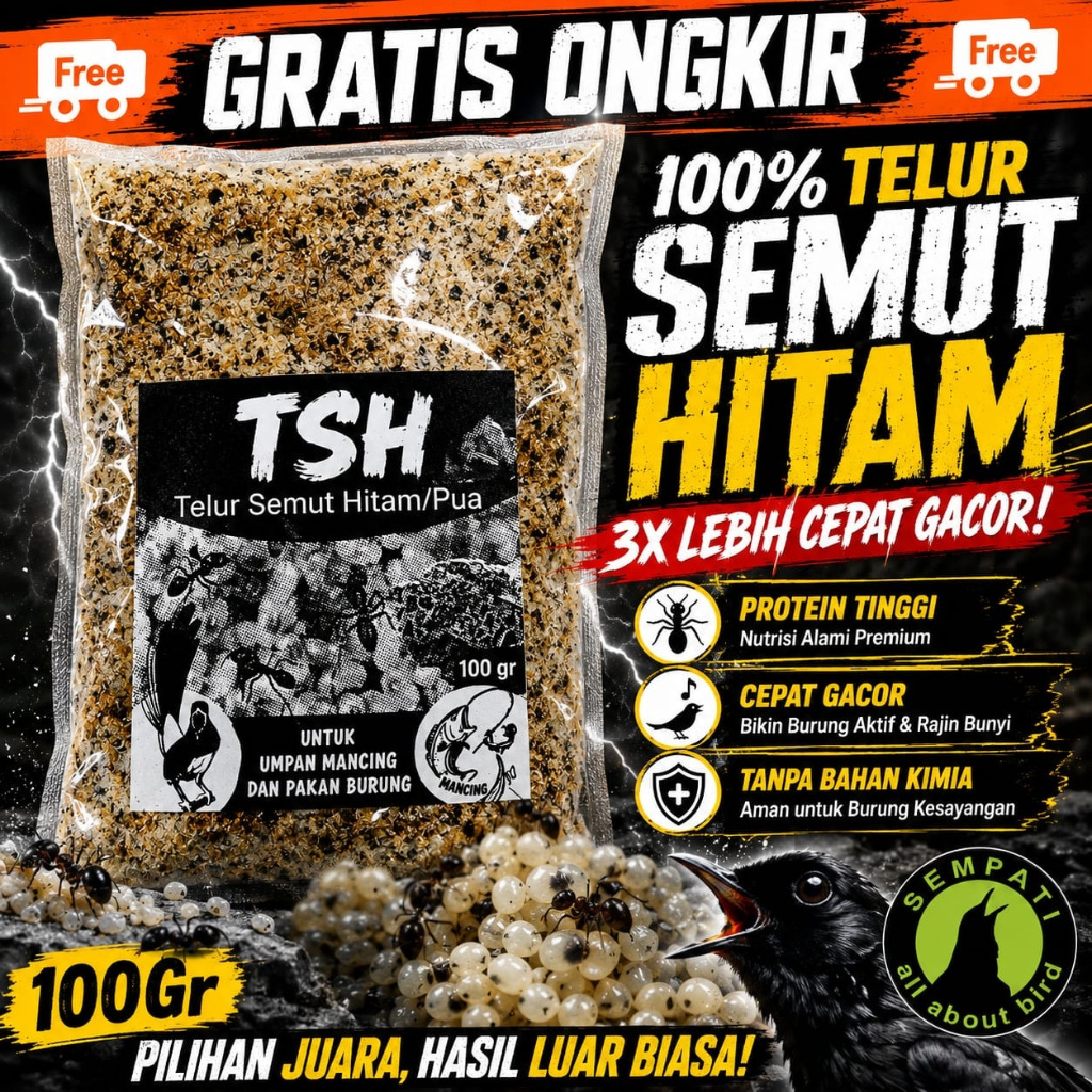 SEMPATI TSH Telur Semut Hitam Pakan Burung Serbuk Telur Pua Poa Pengganti Kroto Pakan Makanan Burung