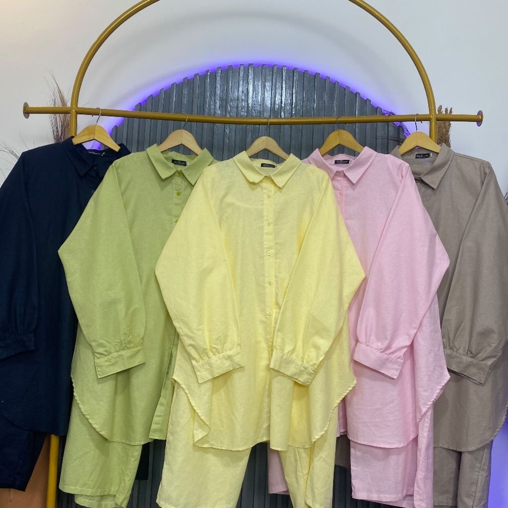Set Tunik Linen Rami By Shaqueena Bigsize Collection