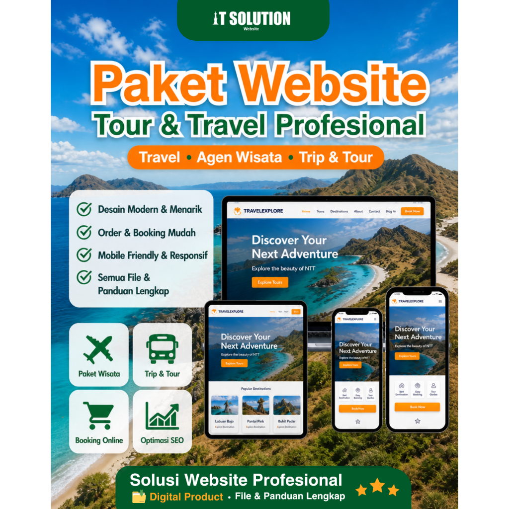 Paket Website Tour & Travel Profesional – Website Travel Wisata Siap Online & Responsive