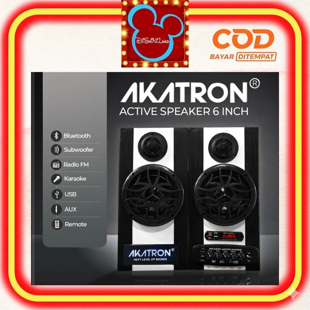 Akatron Speaker Aktif 6 INCH Bluetotooth+remote Akatron 2 BoX Kiri Kanan Bisa Karaoke Music Super BA