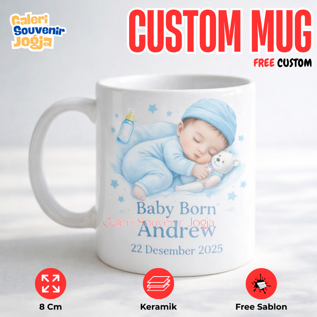 CUSTOM MUG BAYI | Mug Jogja | Hampers Bayi | Hadiah Lahiran | Hampers Bayi Lucu | New Born Gift