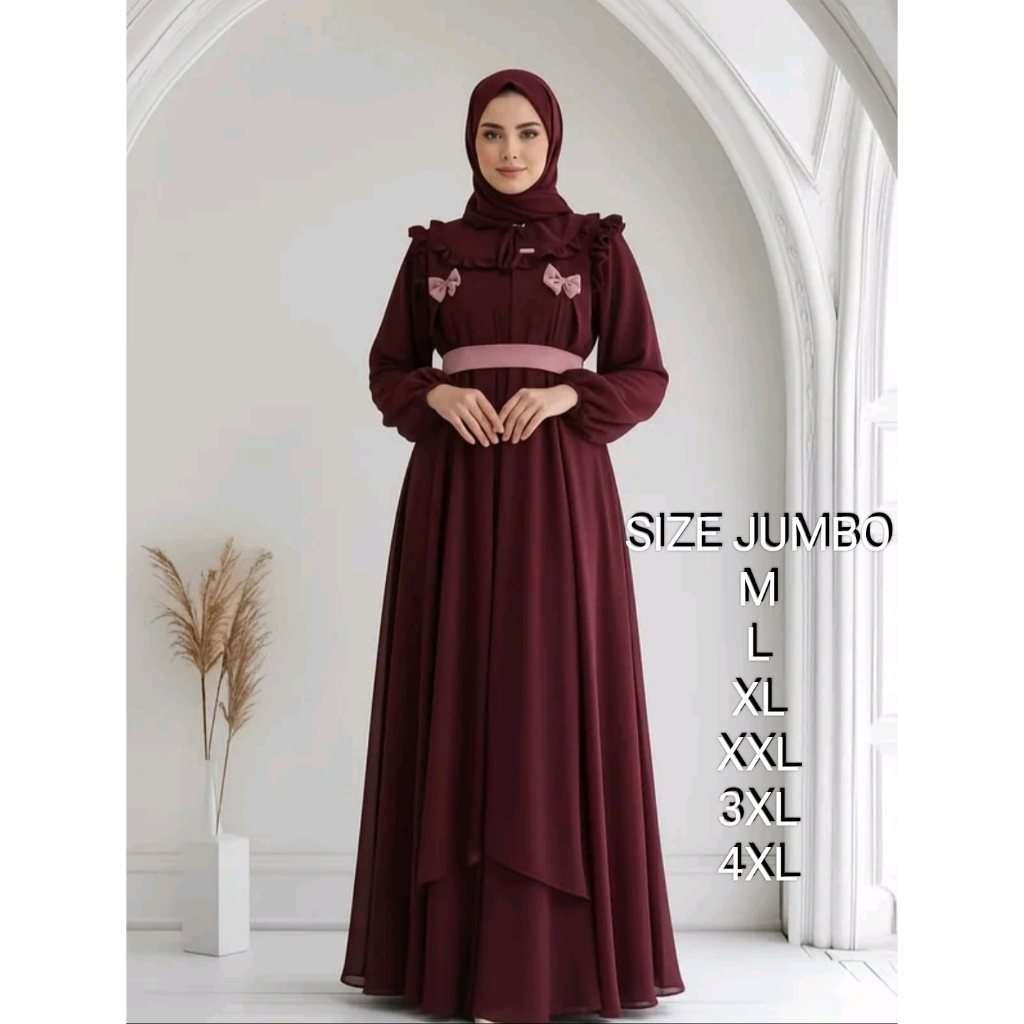 Gamis outer lepas pasang Gamis jumbo ld 140 terbaru dan kekinian Dress korean style Gaun pesta wanit
