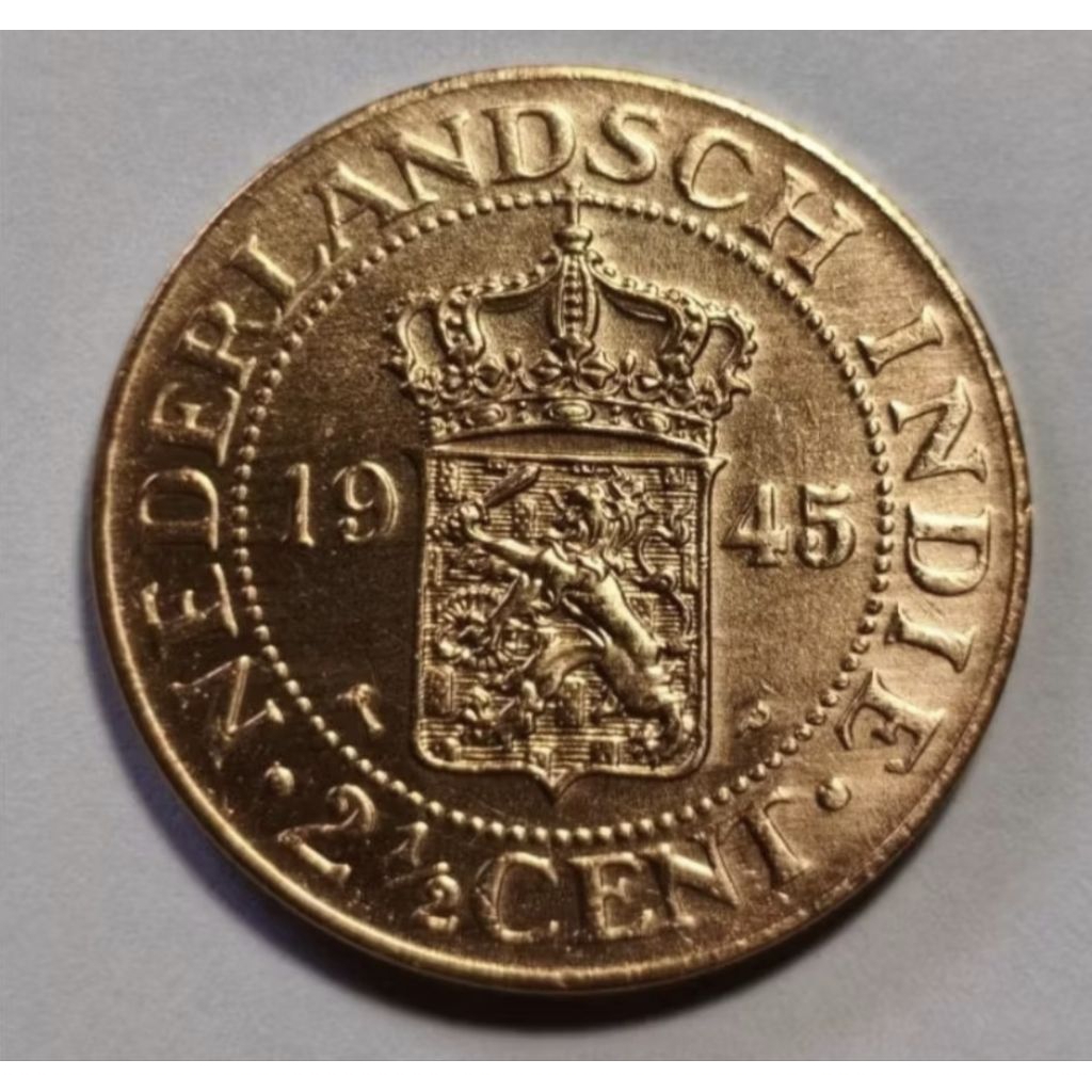 uang koin 2,5 cent BENGGOL/ nederland indie 1945 bersih kinclong asli