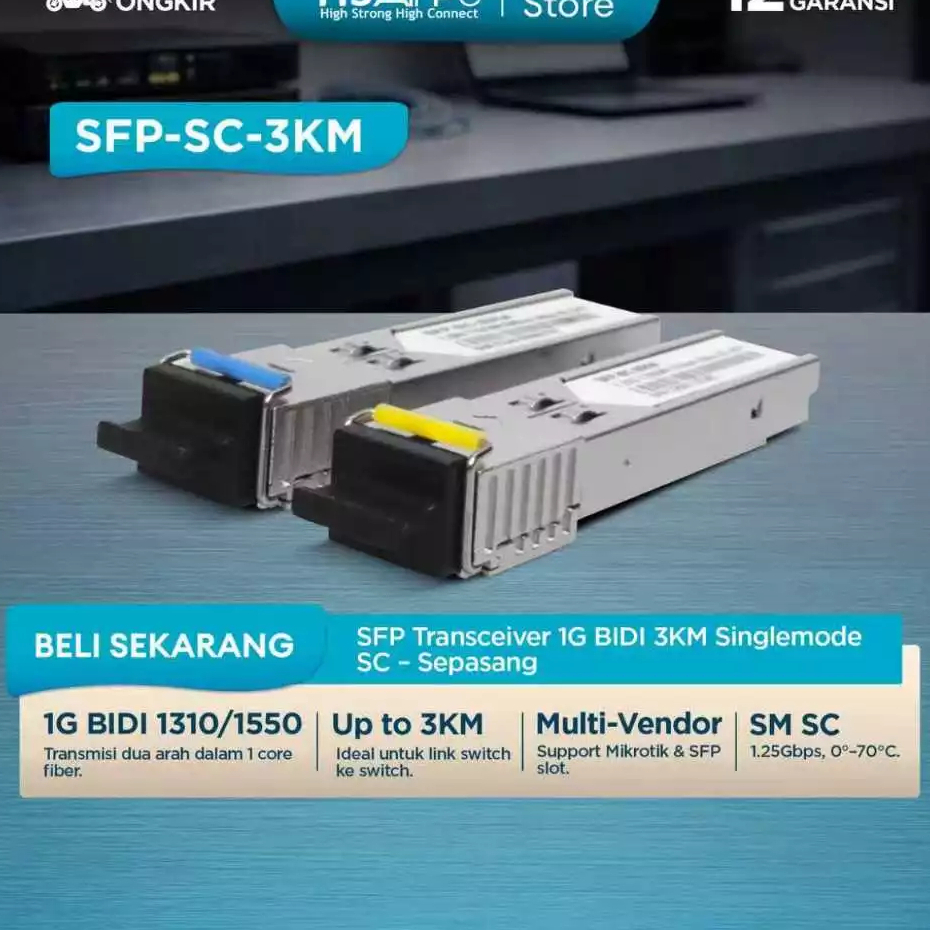 HSAirPo BIDI SFP SM SC 1.25G 3KM SFP-SC-3KM ORIGINAL GARANSI 12 BULAN
