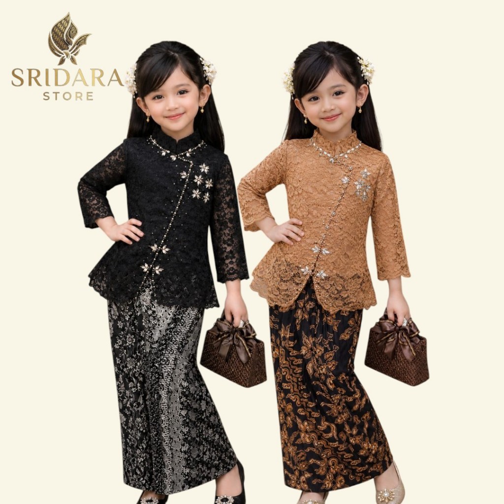 kebaya janggan anak / kebaya brokat Payet anak / kebaya brokat modern