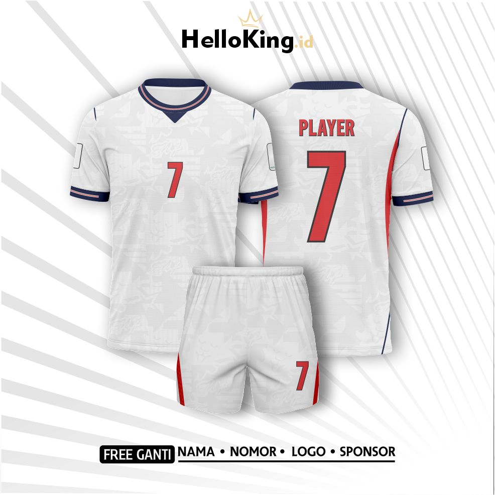 Jersey Bola Inggris Home Setelan & Atasan Dewasa Anak Full Printing Custom Nama Nomor Gratis - Jerse