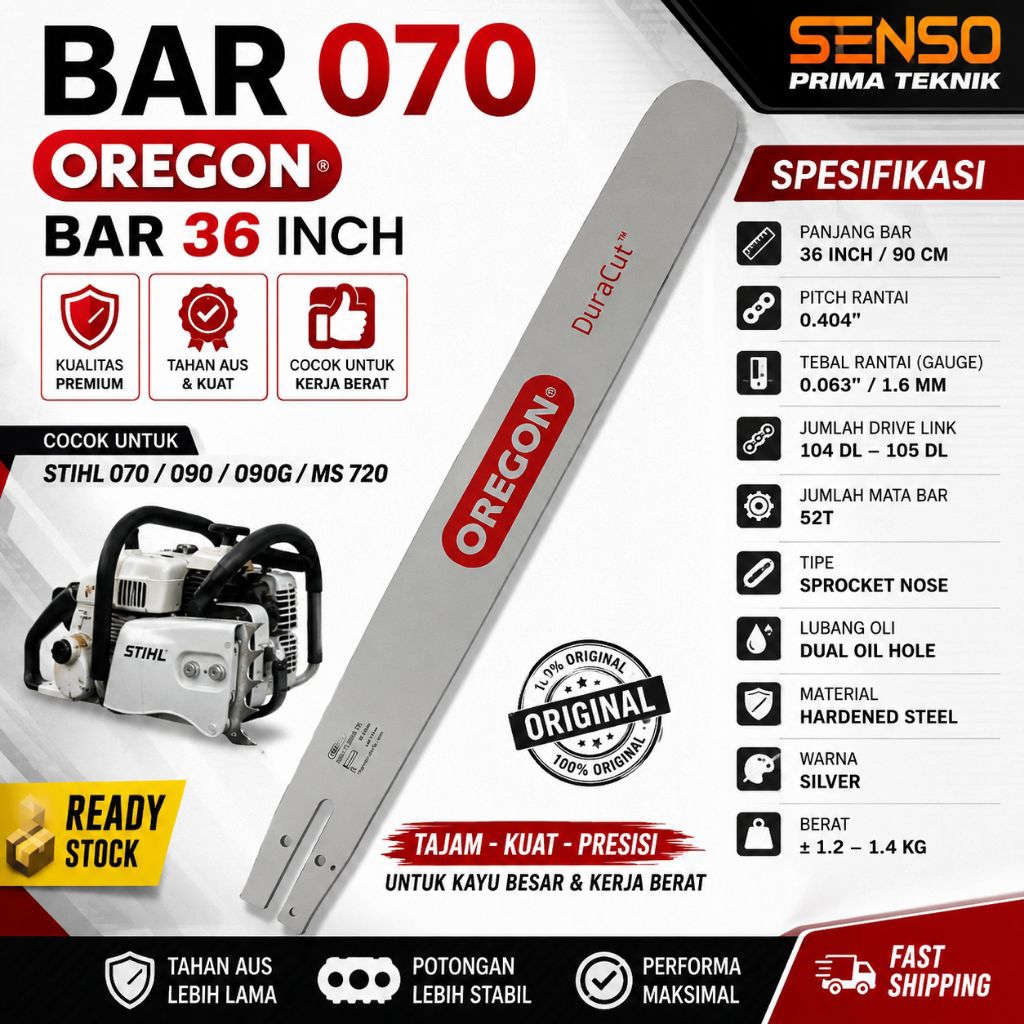 Bar Chainsaw 070 Oregon bar 36inch siap pakai