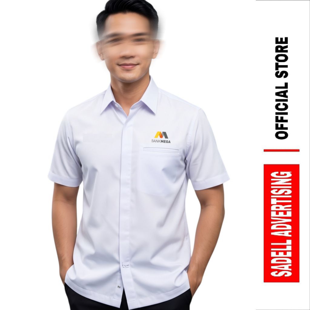 Kemeja BANK MEGA Lengan Pendek / Baju Kerja BANK MEGA / Seragam BANK MEGA Drill Premium