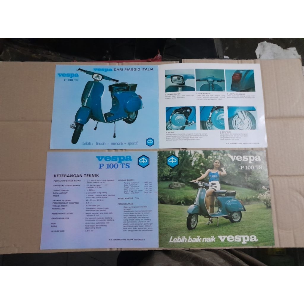 brosur browsur iklan jadul vespa pts P 100 TS original 46x20