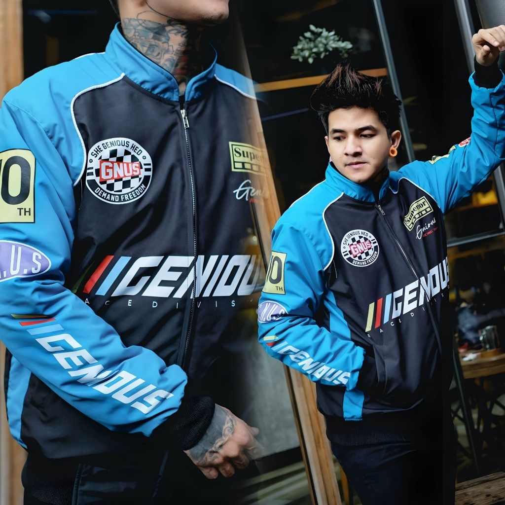Genious Jaket Racing Nascar Jacket Black Superior Jaket-Waterproof-Motoran