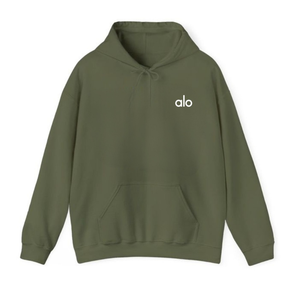 sweater kantong depan brand import ALO original premium / jacket logo teks mini kekinian pria wanita
