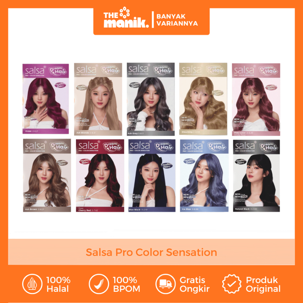Salsa Pro Color Sensation Cat Rambut Permanen Double Protection - Pewarna Rambut Salsa Ash Blonde As
