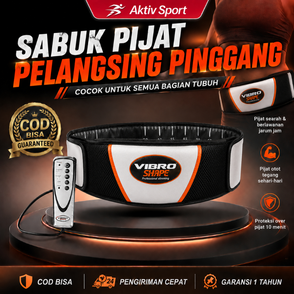 Sabuk Pijat Perut Pelangsing Vibro Shape Alat Penghancur Lemak Perut Slimming Belt Elektrik Professi