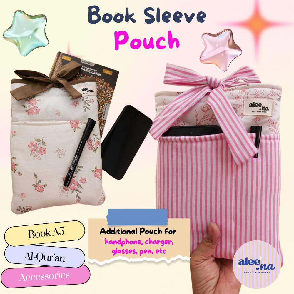 Book Sleeve Pouch (A5, Ipad Mini)  | HANDMADE Quilted Book A5 Pouch, Ipad Mini, Travel, Gift, Souven