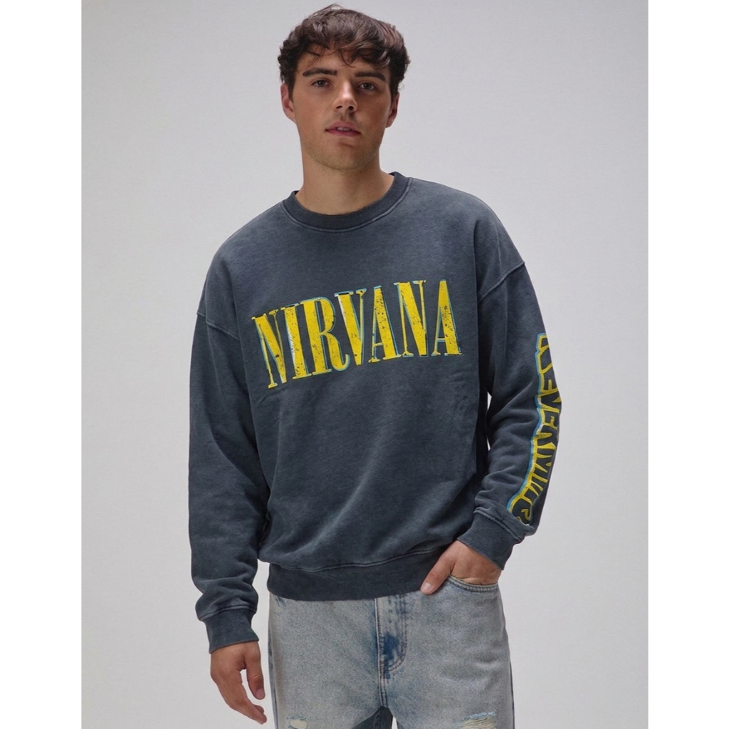 Sweater Crewneck Oversize Wash Band Nirvana Mc.f supply co
